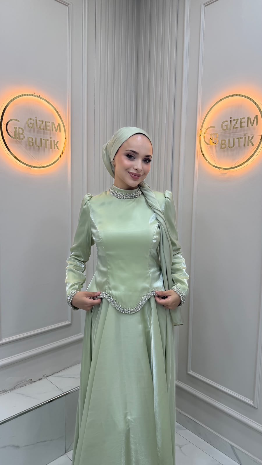 Matmazel Abiye Mint Yeşili